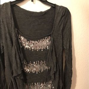 Charcoal Grey with sparkles long sleeve shirt